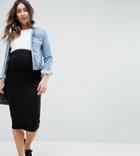 Asos Maternity Petite Over The Bump Midi Pencil Skirt In Jersey - Black