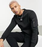 Puma Avenir Small Logo Sweatshirt In Black With Arm Pocket