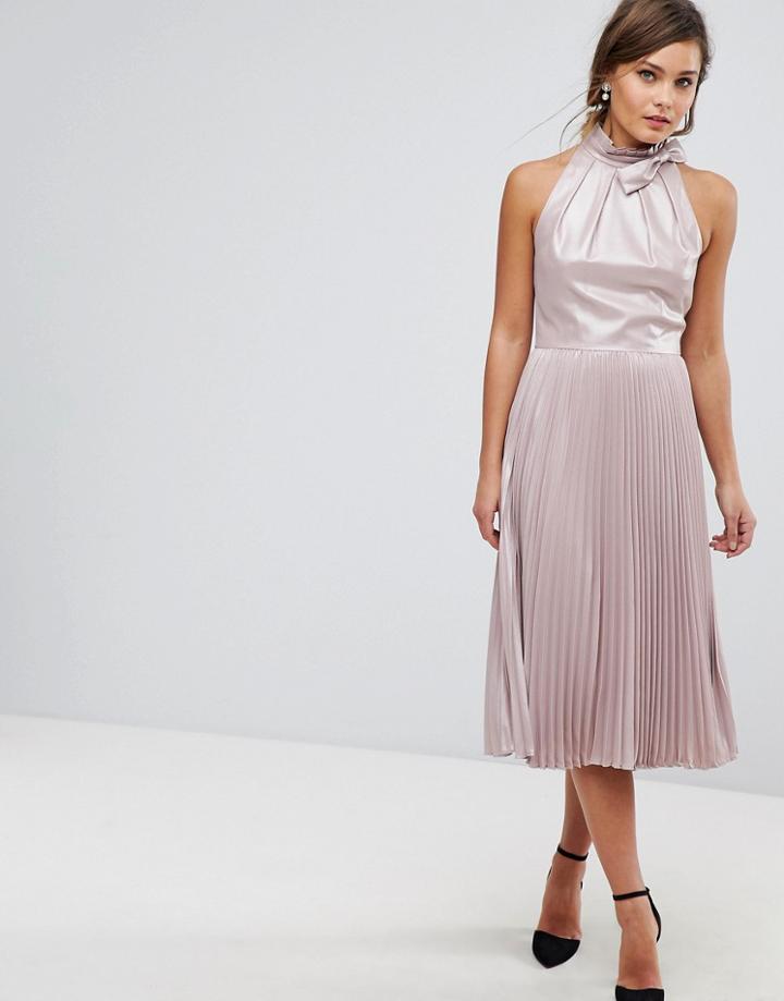 Ted Baker Pleated Midi Dress - Gold