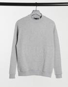 Asos Design Oversized Sweatshirt With Embossed Roman Numerals Print-grey