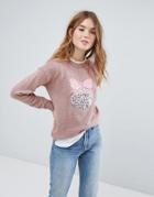 New Look Sequin Bauble Holidays Sweater - Pink