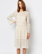 Sister Jane Lace Dress With Flared Sleeves - Cream