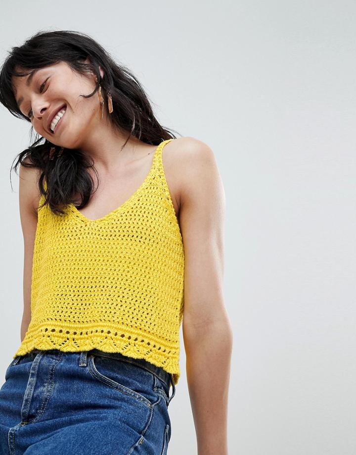 Stradivarius Crochet Crop Top - Yellow