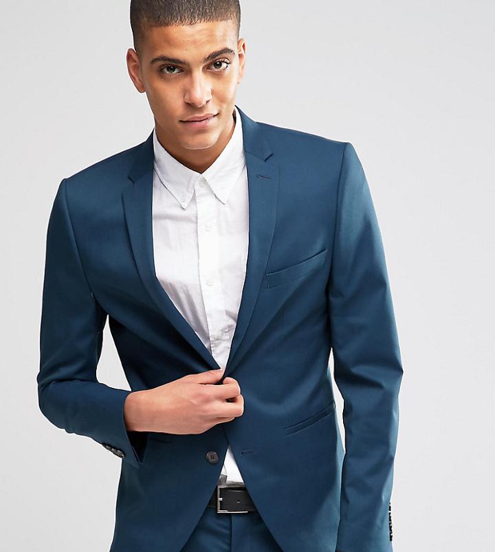 Selected Homme Suit Jacket In Super Skinny Fit With Stretch - Blue