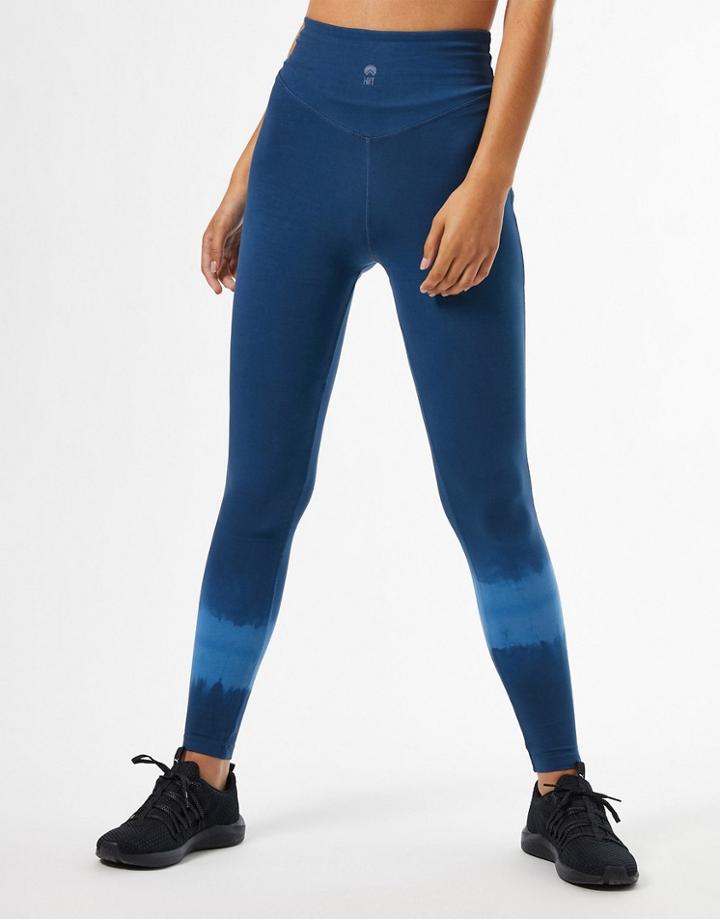 Hiit Tie Dye Cotton Leggings In Multi-blues