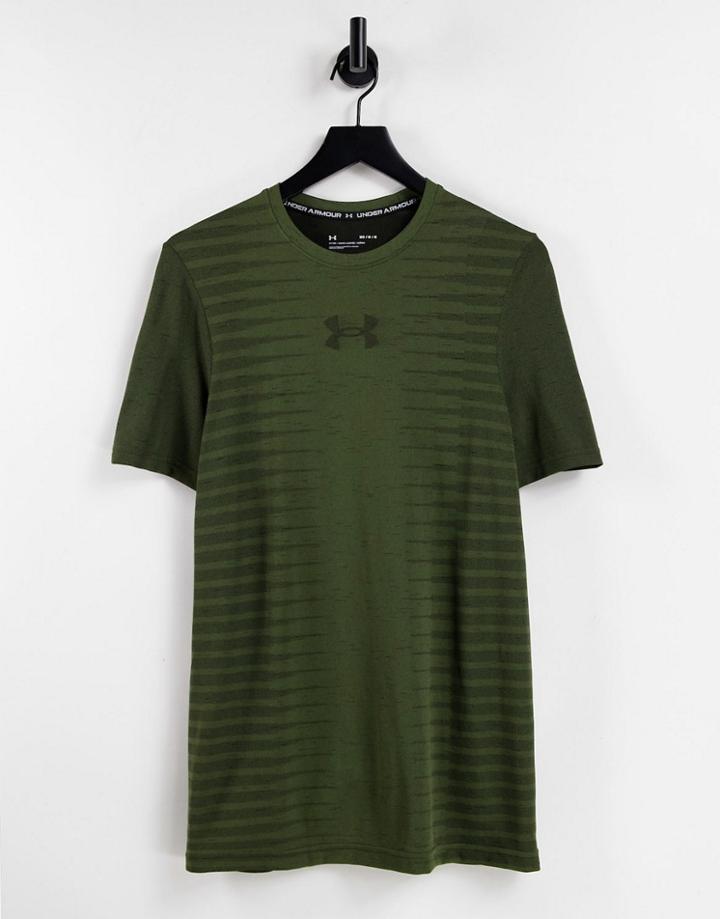 Under Armour Seamless Back Wordmark T-shirt In Khaki-green