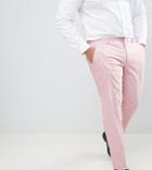 Asos Design Plus Wedding Skinny Suit Pants In Pink Cross Hatch - Pink