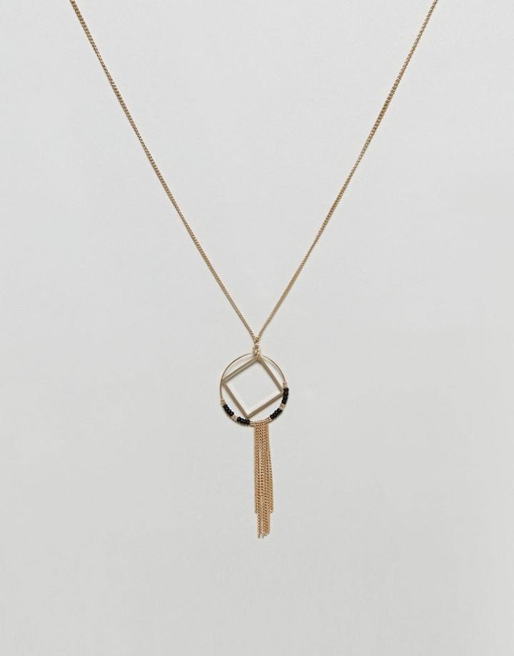 Nylon Tassel Drape Necklace - Gold