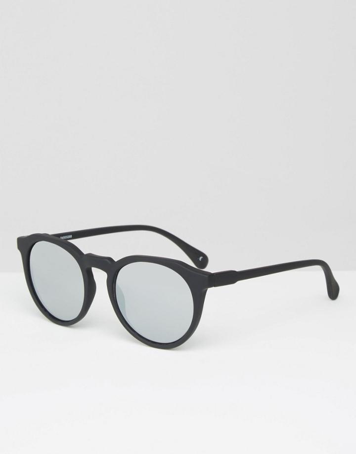 Asos Round Sunglasses In Rubberised - Black