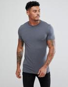 Asos Design Muscle Fit T-shirt With Crew Neck In Grey - Gray