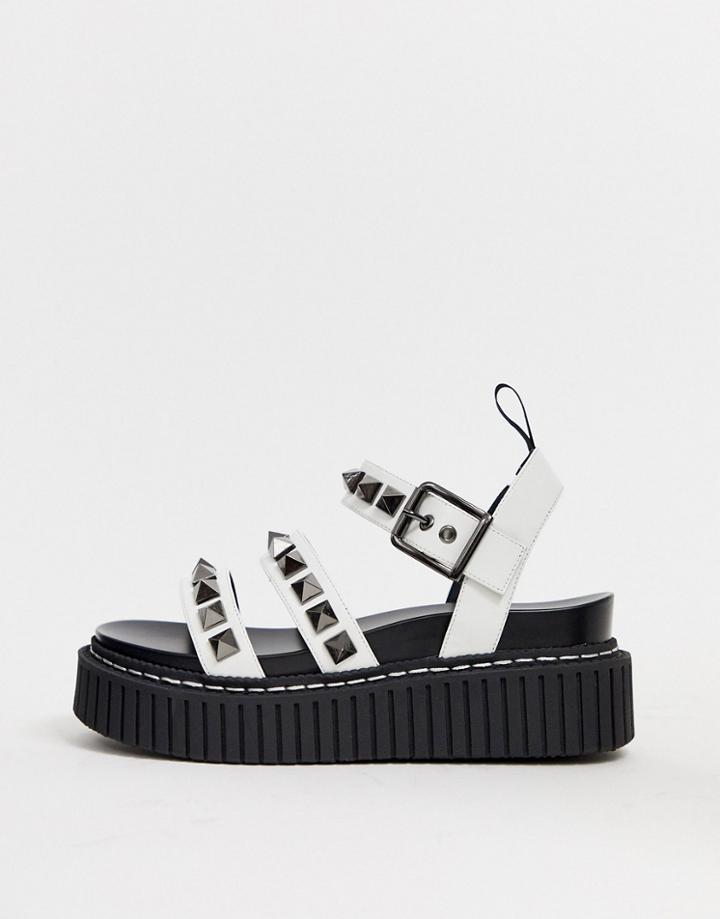Lamoda White Studded Flatform Sandals