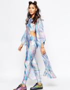 Jaded London Festival Maxi Kimono With Cut Out In Metallic Croc Print - Multi