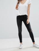Only Coral Low Rise Ripped Knee Skinny Jeans - Black
