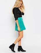 Asos A-line Skirt In Suede With Zip Through Detail - Burned Red $48.00