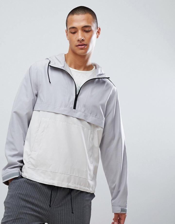 For Windbreaker With Half Zip And Hood In Gray - Gray
