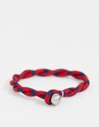 Tommy Hilfiger Woven Bracelet In Red & Navy