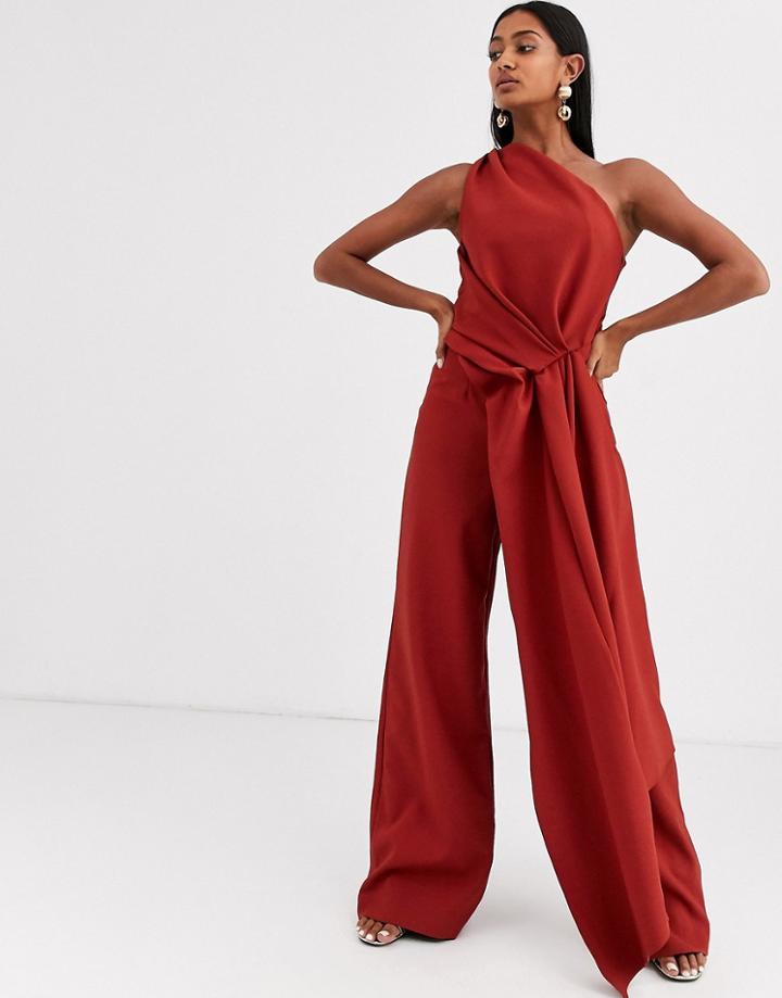 Asos Edition One Shoulder Drape Side Jumpsuit
