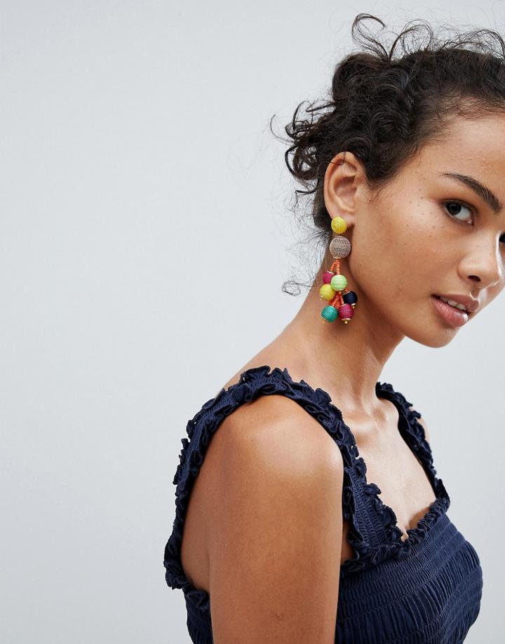 New Look Coral Wrap Ball Chandelier Earring - Multi