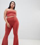 Fashionkilla Plus Flared Pants Two-piece In Tobacco - Brown