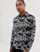 Burton Menswear Shirt With Tiger Print In Black - Black
