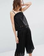 Warehouse Cutwork Cami Top - Black