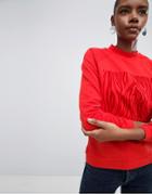 Selected Zelma Flocked Print Sweatshirt - Red