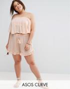 Asos Curve Cheesecloth Flutter Sleeve Co-ord Short - Pink