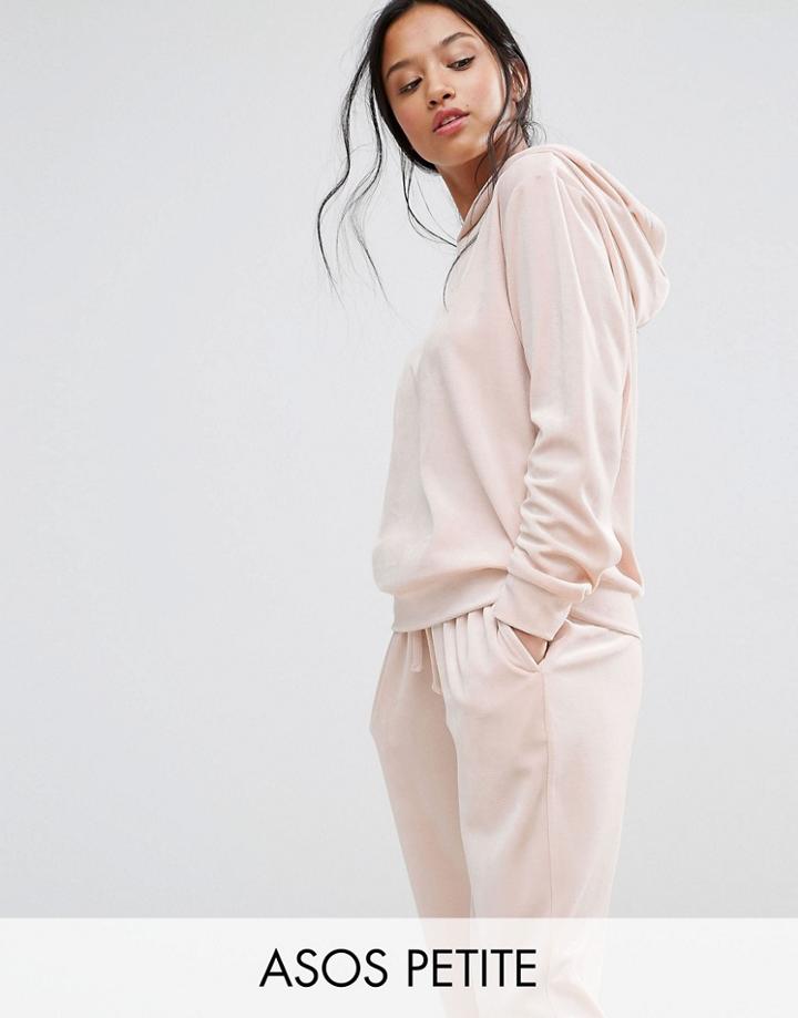 Asos Petite Lounge Velour Hoodie - Beige
