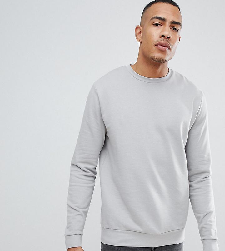 Asos Design Tall Sweatshirt In Light Gray - Gray
