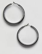Missguided Thick Silver Hoop Earrings - Gray