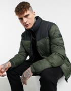 Jack & Jones Originals Puffer In Green Color Block