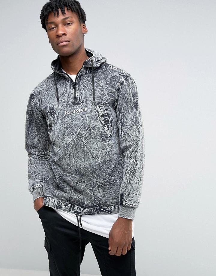 Illusive London Bleached Hoodie - Black