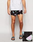 Asos Woven Shorts With Fruit Print - Black
