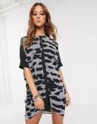 Religion Form Oversized Shirt Dress-multi
