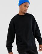 Asos Design Oversized Sweatshirt In Black With Split Hem