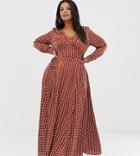 Glamorous Curve Maxi Wrap Dress With Tie Waist In Polka Dot