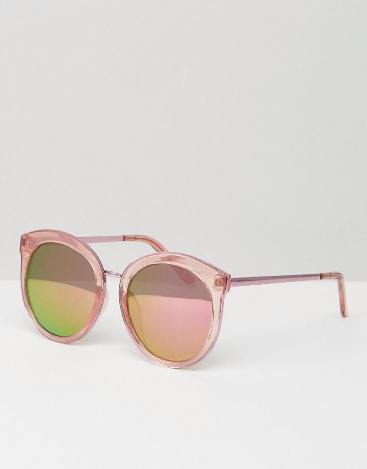 Asos Oversized Round Preppy Sunglasses - Pink