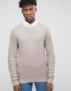 Asos Cashmere Mix Textured Sweater - Brown