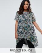 Koko Floral Print Dip Hem Tunic Top - Multi