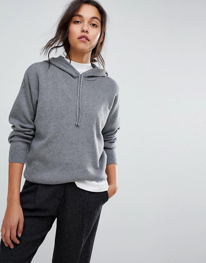Selected Femme Knitted Hoodie - Gray