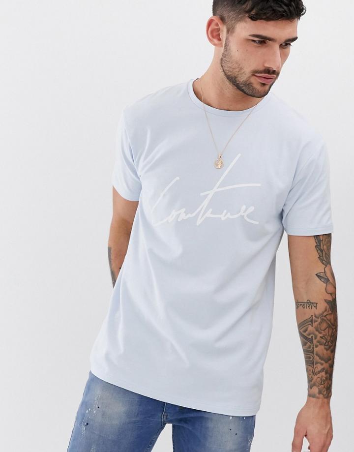 The Couture Club T-shirt With Signature Logo In Gray