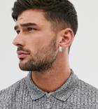Asos Design Cubic Zirconia Crystal Hoop Earrings - Silver