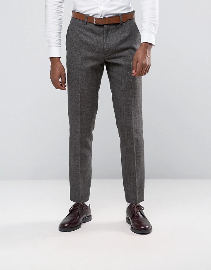 Penguin Formal Brown Herringbone Suit Pants - Brown