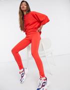 Asos Design High Waisted Cotton Modal Leggings In Red