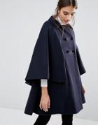 Closet Double Layer Button Cape - Navy