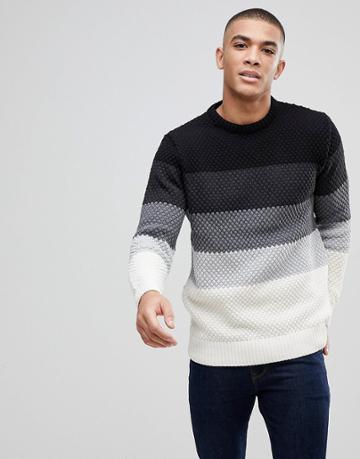 Kronstadt Multi Striped Knitted Waffle Sweater - Black
