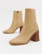 Asos Design Evaline Leather Ankle Boots - Tan
