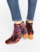 Hudson London Garnett Liberty Velvet Mid Ankle Boots - Multi