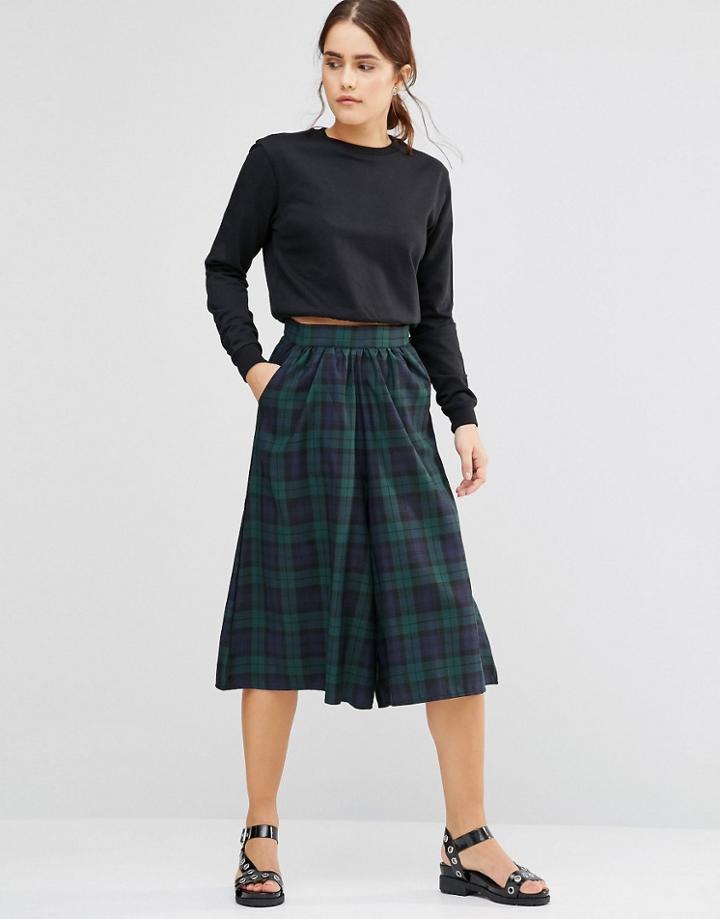 Uncivilised Temple Check Culottes - Green