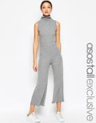 Asos Tall Premium Jumpsuit With Turtleneck - Gray Marl